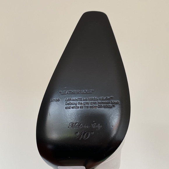 Off-White™ SZ 41 White Leather Zip Tie Pointed Toe Bootie 14off1221 - Picture 6 of 9